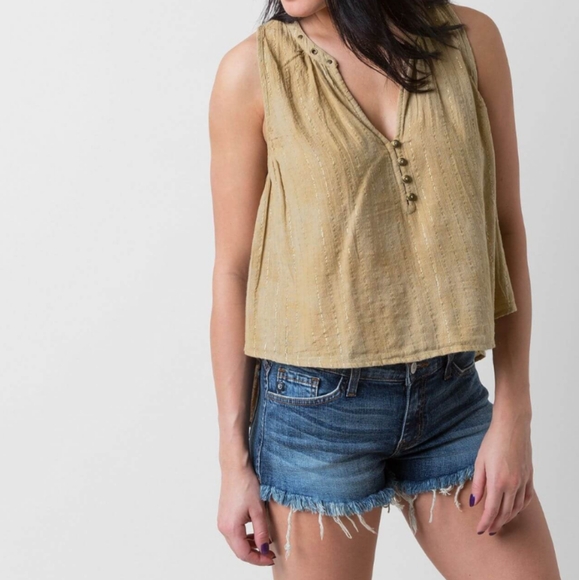 Amuse Society X Revolve Marielle Cotton Tan Metallic Stripe Bohemian Tank Top - Picture 12 of 12